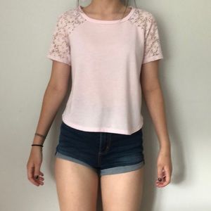 babypink tee shirt with embroidery
